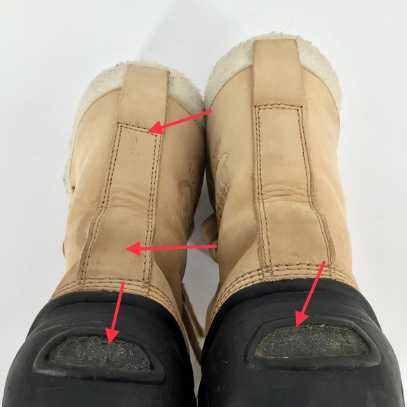 Sorel US Badger II Boots Beige Tan Leather Brown Rubber Winter Lined Size 8 - Picture 12 of 16